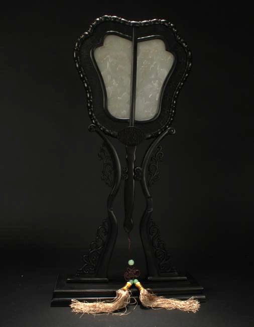 A Chinese Jade-inserted Estate Fan Display (1 of 7)