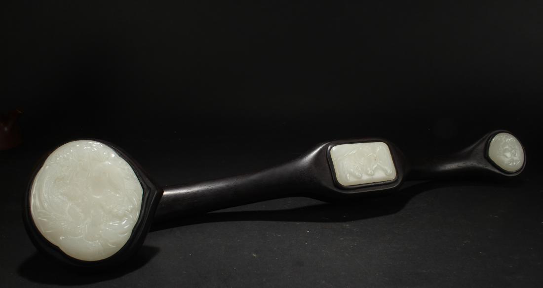 A Chinese Wooden Fortune Jade-inserted Ryui (1 of 5)