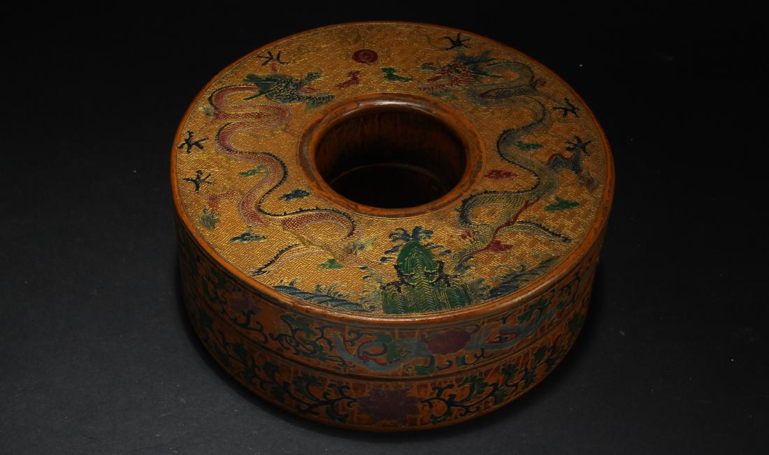 A Chinese Lidded Circular Estate Story-telling Lacquer (1 of 5)