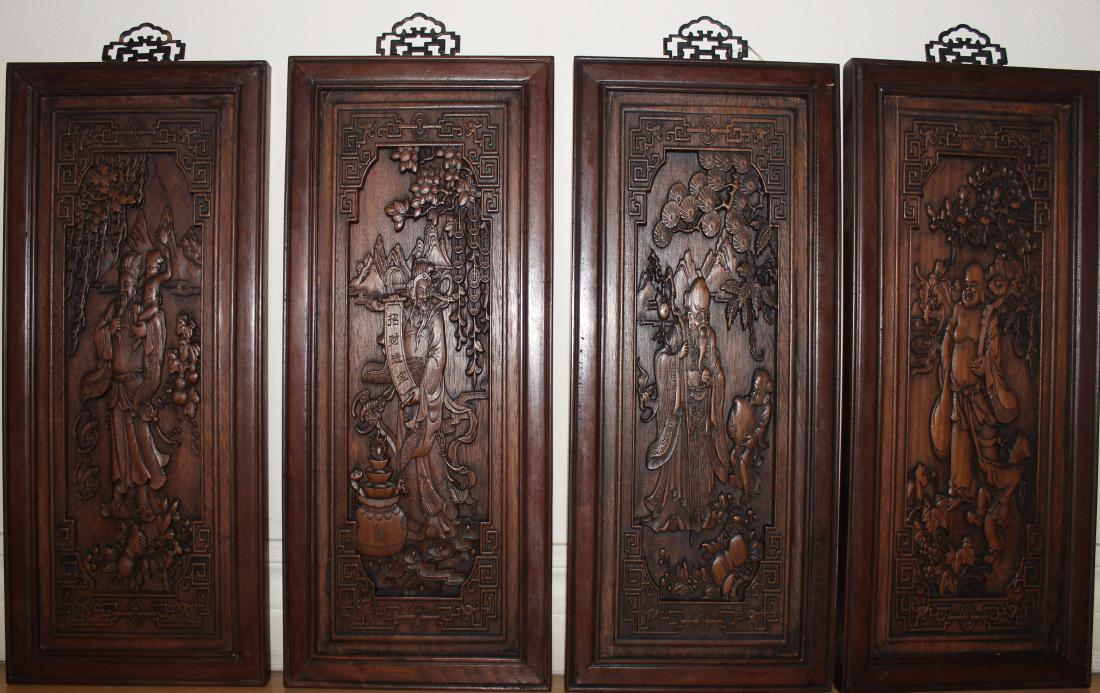 A Set of Chinese Wooden Collection Pannels (1 of 4)