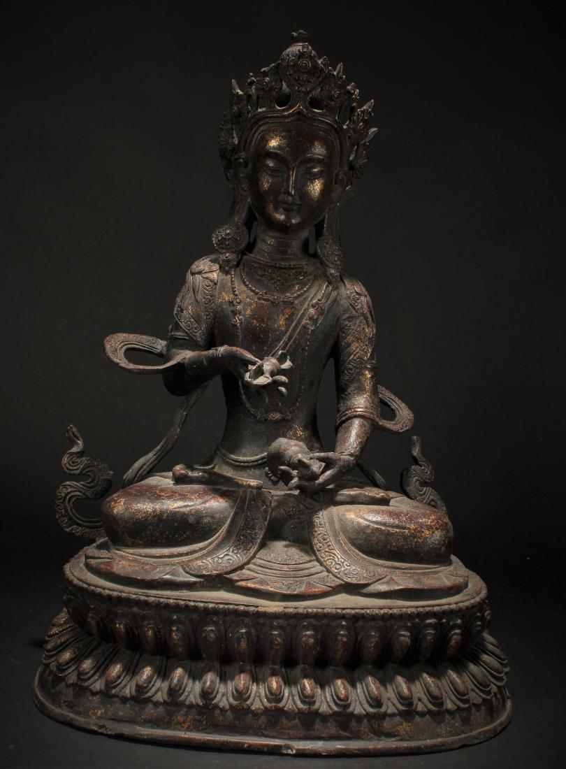An Estate Chinese Religious Loctus-seated Statue (1 of 6)