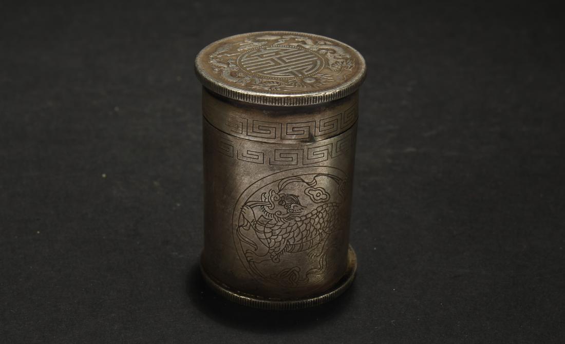 An Estate Chinese Round Coin Lidded Box (1 of 5)