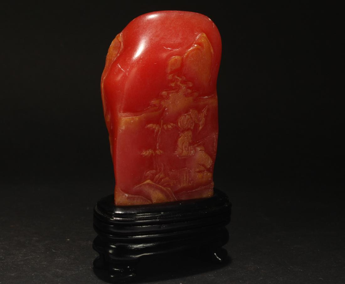 A Chinese Mountain-view Estate Soapstone Figure: A Chinese Mountain-view Estate Soapstone Figure . Height: 3.25 (inch).
