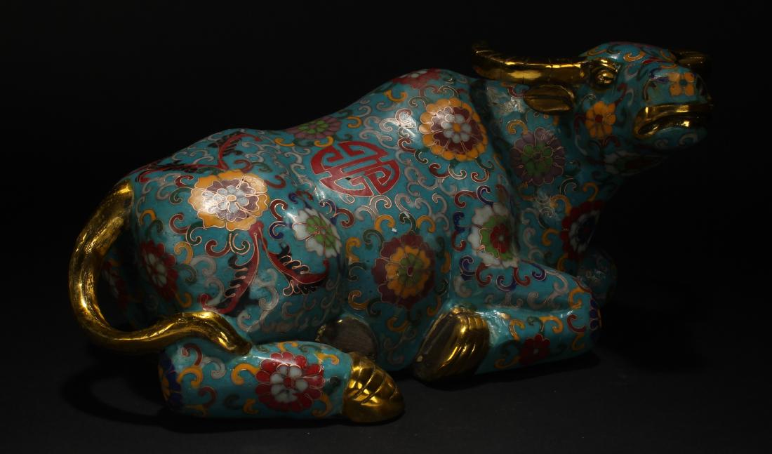 An Estate Chinese Bull-portrait Cloisonne Statue (1 of 6)