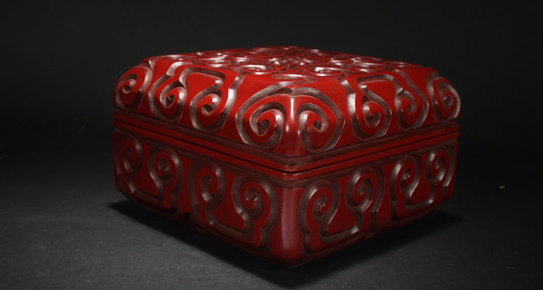 A Chinese Lidded Anicent-framing Fortune Lacquer Box (1 of 6)