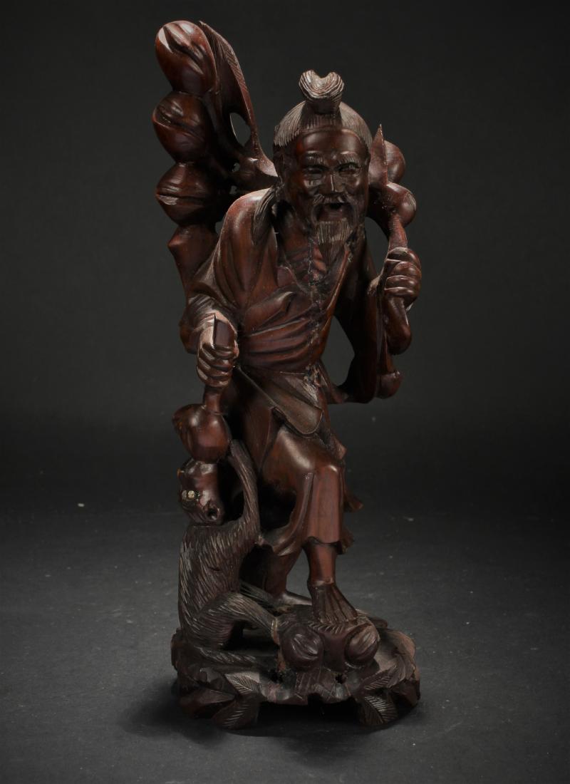 A Chinese Elder-portrait Wooden Statue Display (1 of 5)