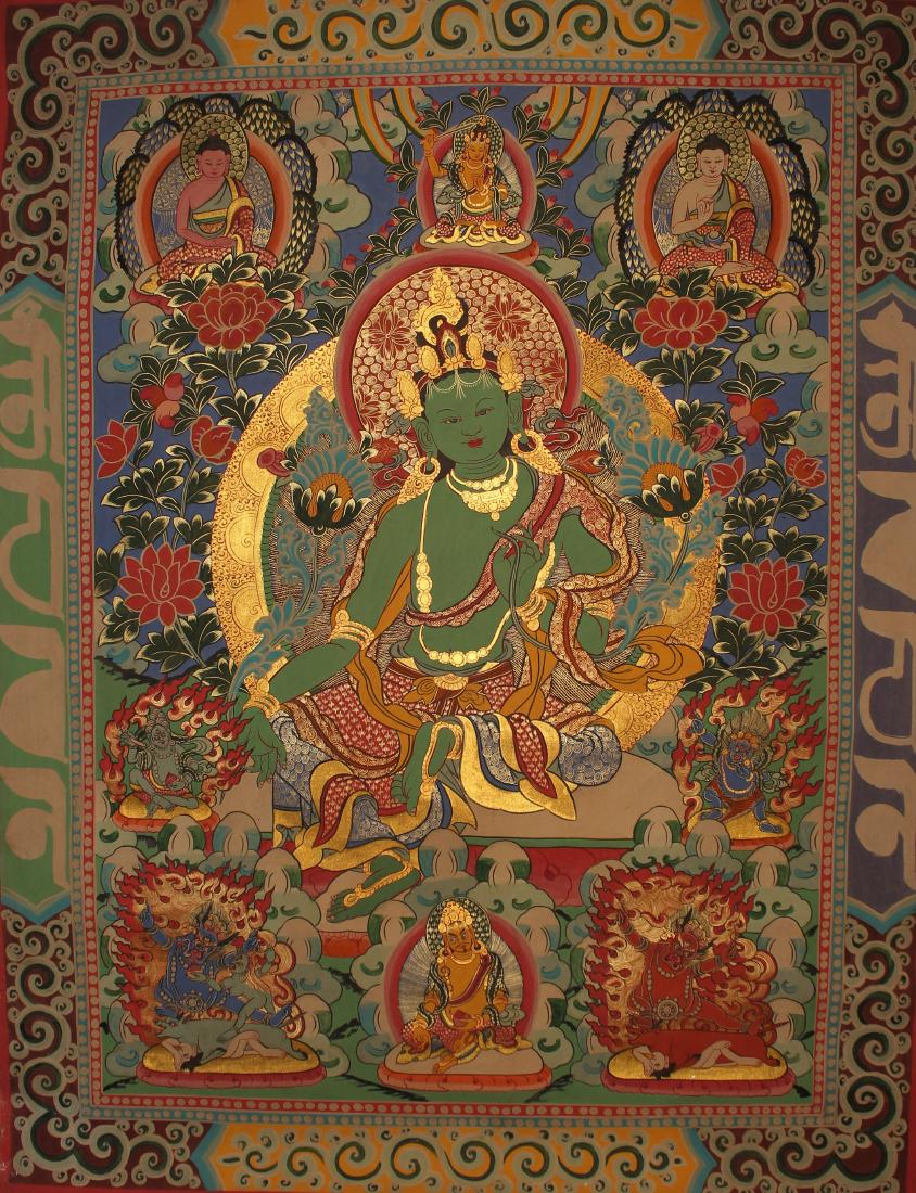 A Tibetan Religious Buddha-fortune Display Thangka (1 of 8)