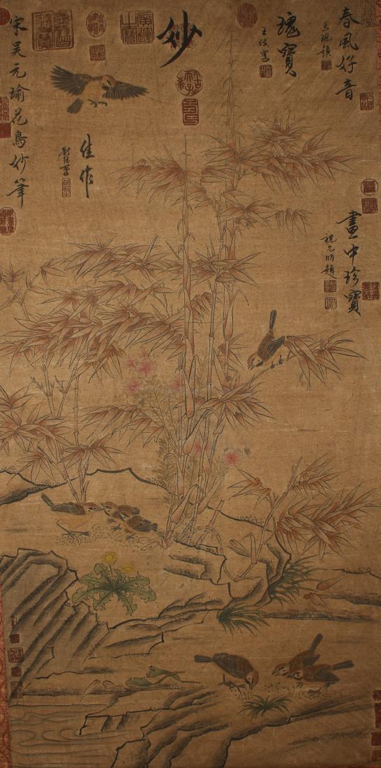 An Estate Chinese Sparrow-fortune Fortune Scroll (1 of 8)