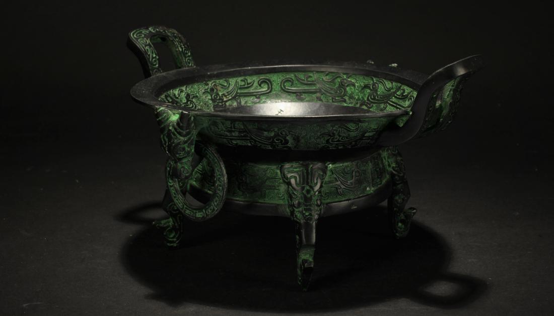 A Chinese Tri-podded Poetry-framing Bronze Vessel (1 of 5)