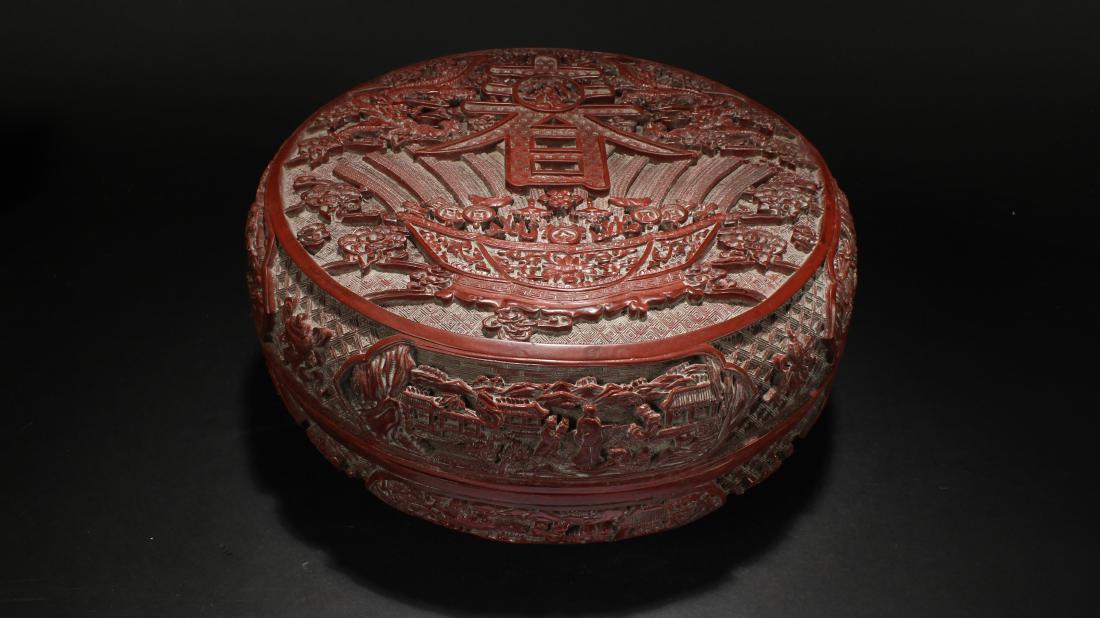 A Chinese Spring-fortune Lidded Massive Lacquer Box (1 of 8)