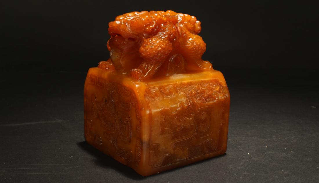 A Chinese Square-based Estate Religious Soapstone Seal (1 of 5)