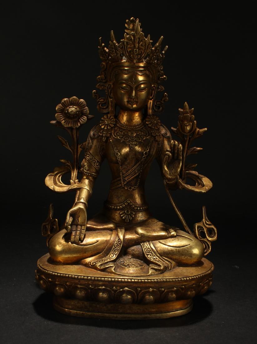 An Estate Gilt Chinese Seated Buddha Statue Display (1 of 5)
