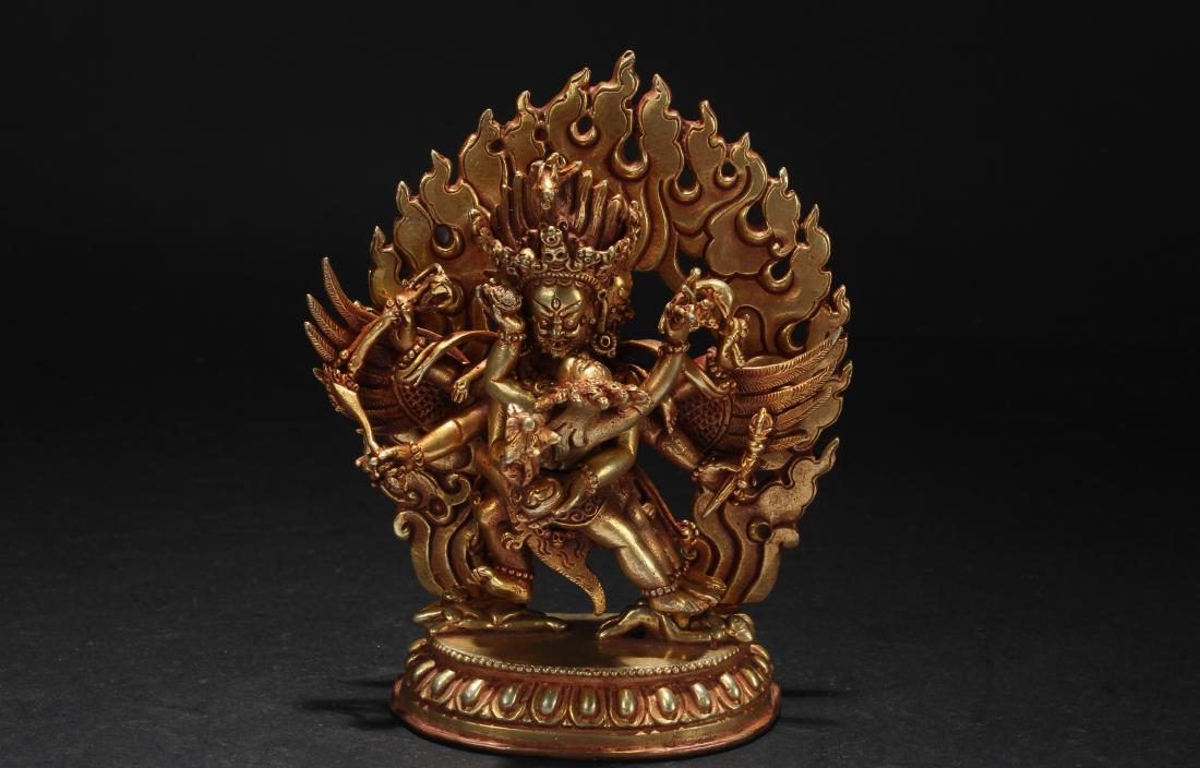 An Estate Tibetan Gilt Tri-buddha Religious Statue (1 of 7)