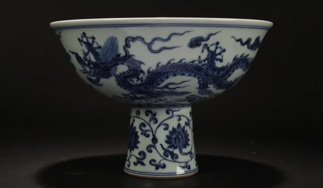 A Chinese Blue and White Dragon-decorating Porcelain (1 of 8)