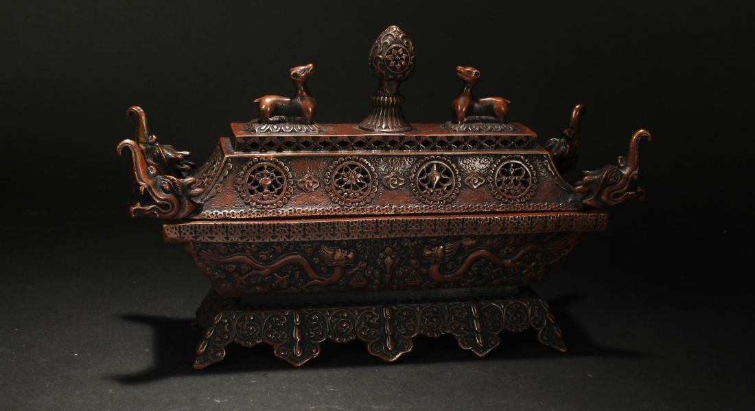 A Chinese Lidded Anicent-framing Estate Censer: A Chinese Lidded Anicent-framing Estate Censer . Height: 7.1 (inch). Length: 10.8 (inch). Width: 4 (inch).