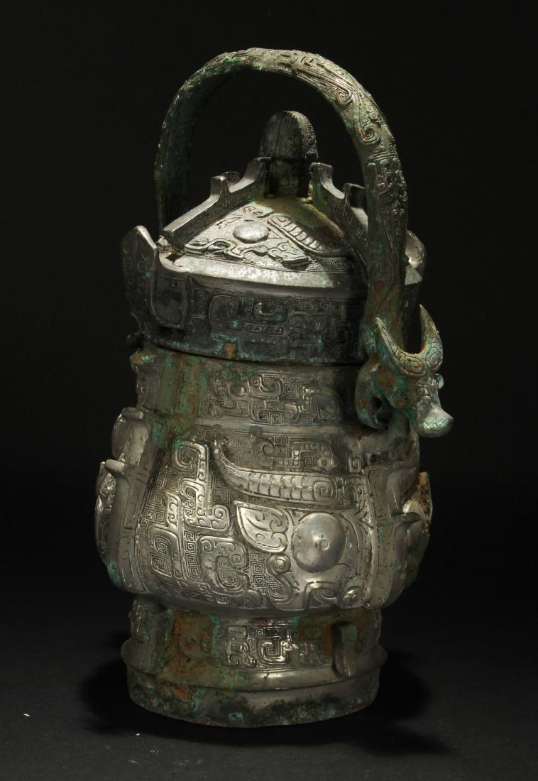 An Anicent-framing Chinese Estate Handled Bronze Vessel (1 of 7)