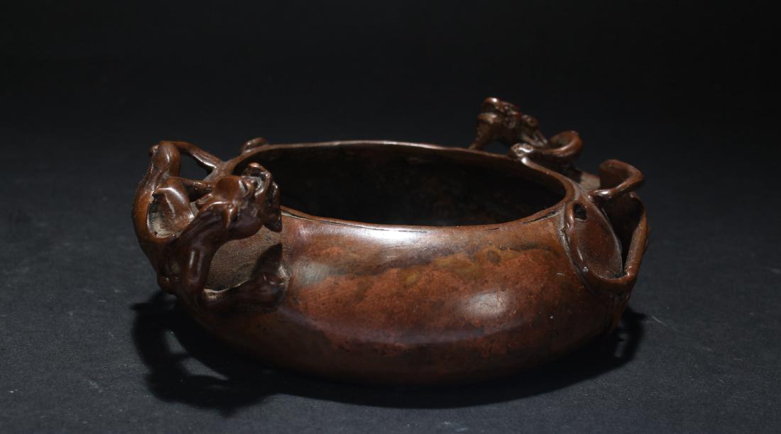 A Chinese Duo-handled Estate Censer: A Chinese Duo-handled Estate Censer . Height: 1.5 (inch). Opening Diameter: 4.5 (inch).