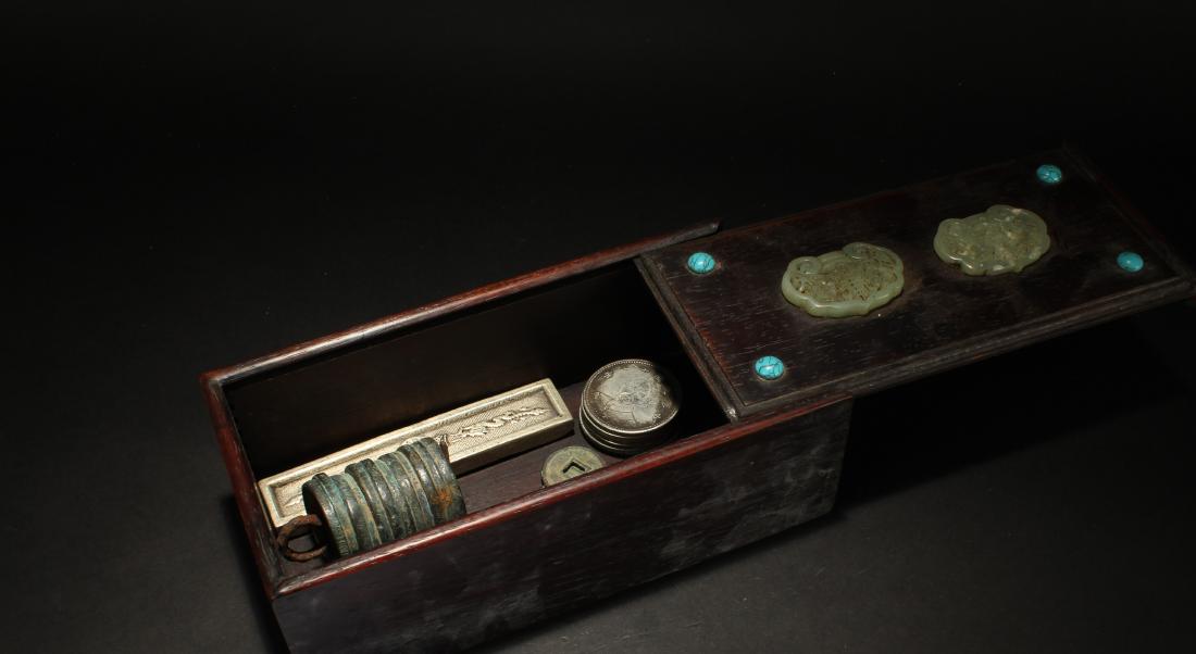 A Chinese Jade-inserted Item-filled Wooden Box Display (1 of 4)