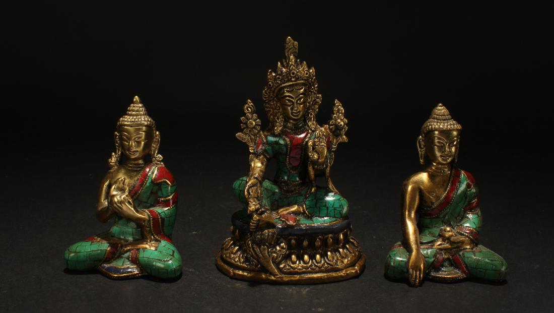 Collection of Tibetan Fortune Statues: Collection of Tibetan Fortune Statues. Height: 4/3/3 (inch).