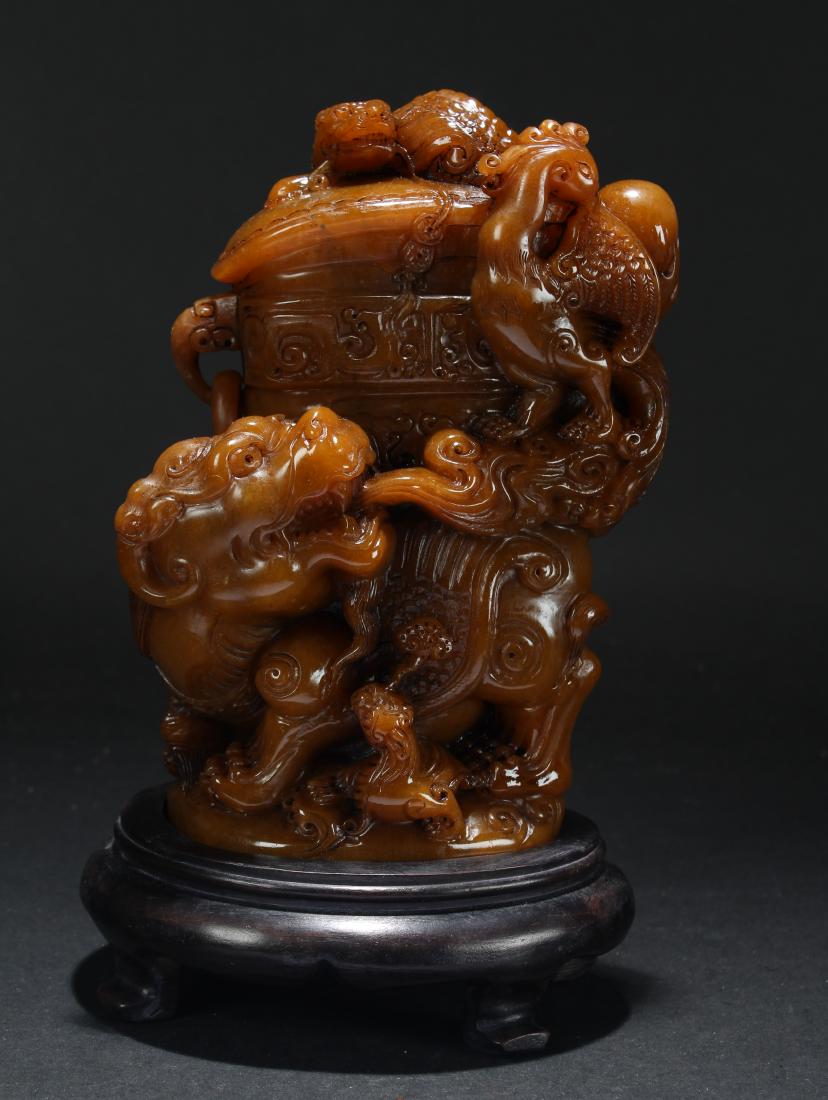 An Estate Chinese Myth-beast Anicent-framing Soapstone (1 of 6)