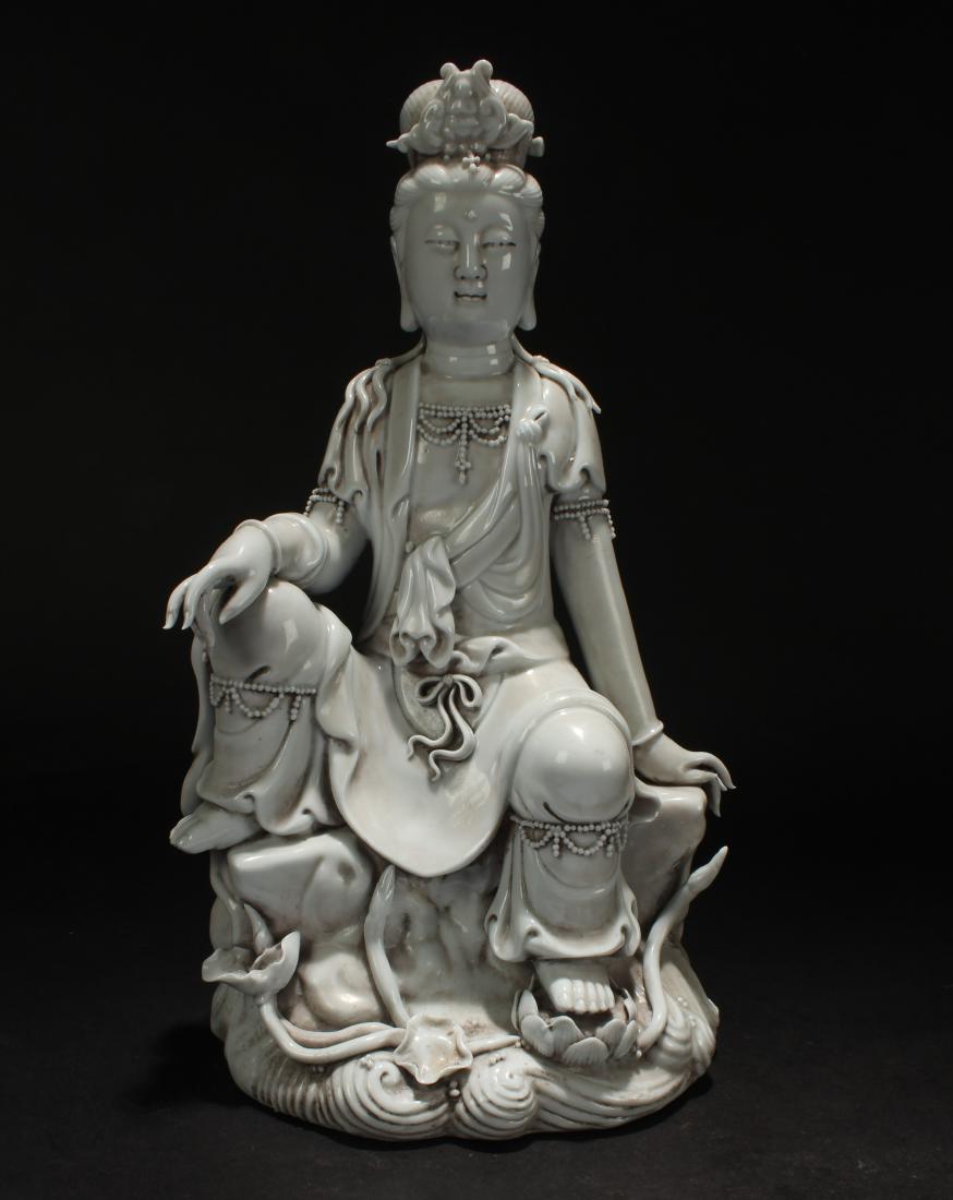 A Chinese Blanc De Religious Guanyin Display Statue (1 of 5)