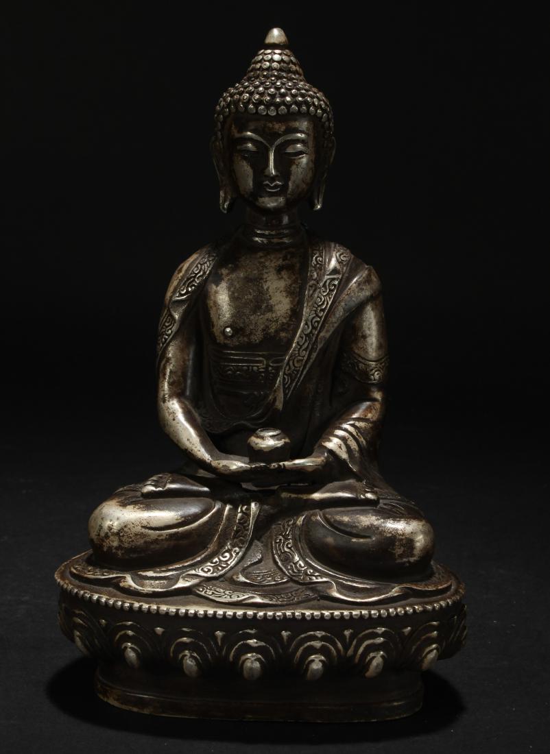 An Estate Chinese Loctus-seated Buddha Statue Display (1 of 5)