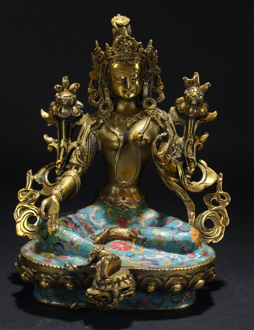 An Estate Chinese Cloisonne Loctus-seated Buddha Statue (1 of 5)