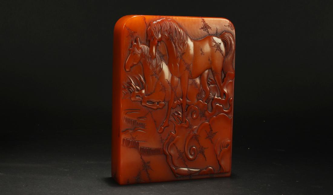 A Chinese Horse-fortune Estate Soapstone Display: A Chinese Horse-fortune Estate Soapstone Display . Height: 1.6 (inch). Length: 7.9 (inch). Width: 5.75 (inch).