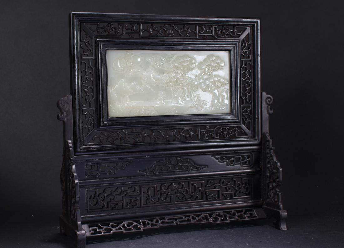 A Chinese Jade-inserted Wooden Table Screen (1 of 4)