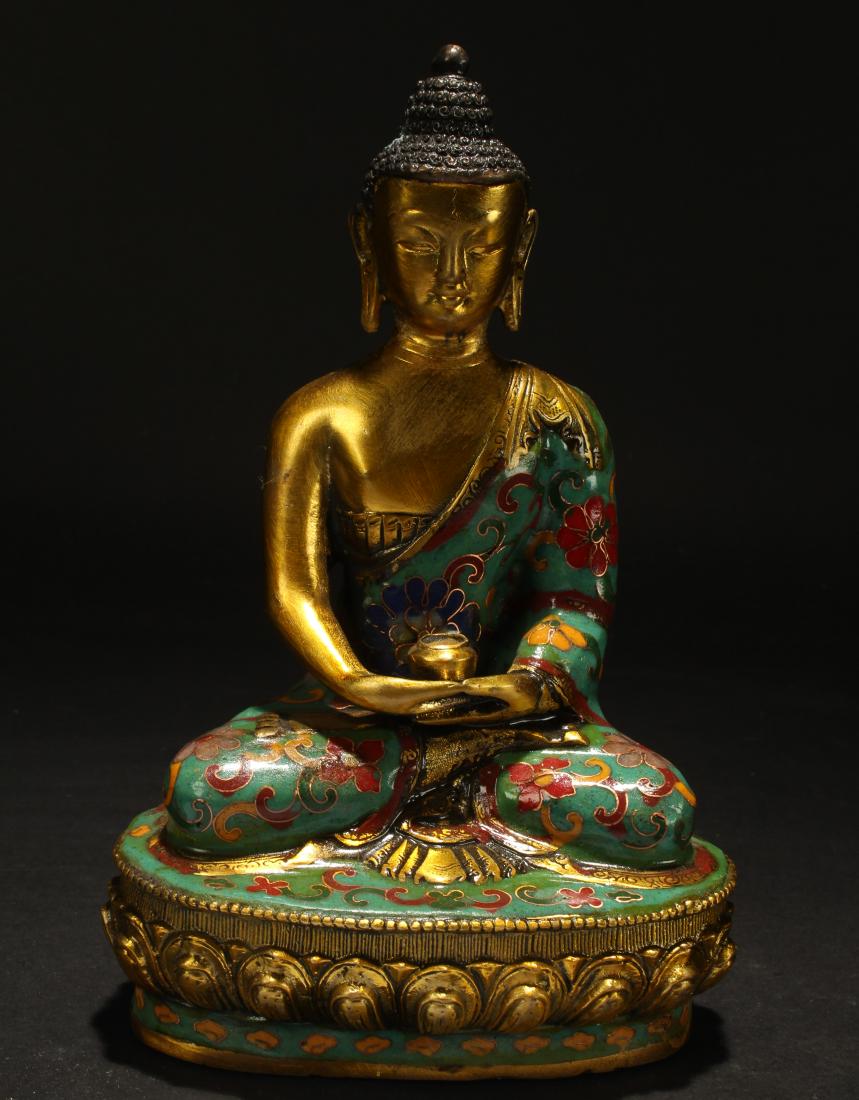 A Chinese Bat-framing Estate Cloisonne Buddha Statue (1 of 5)