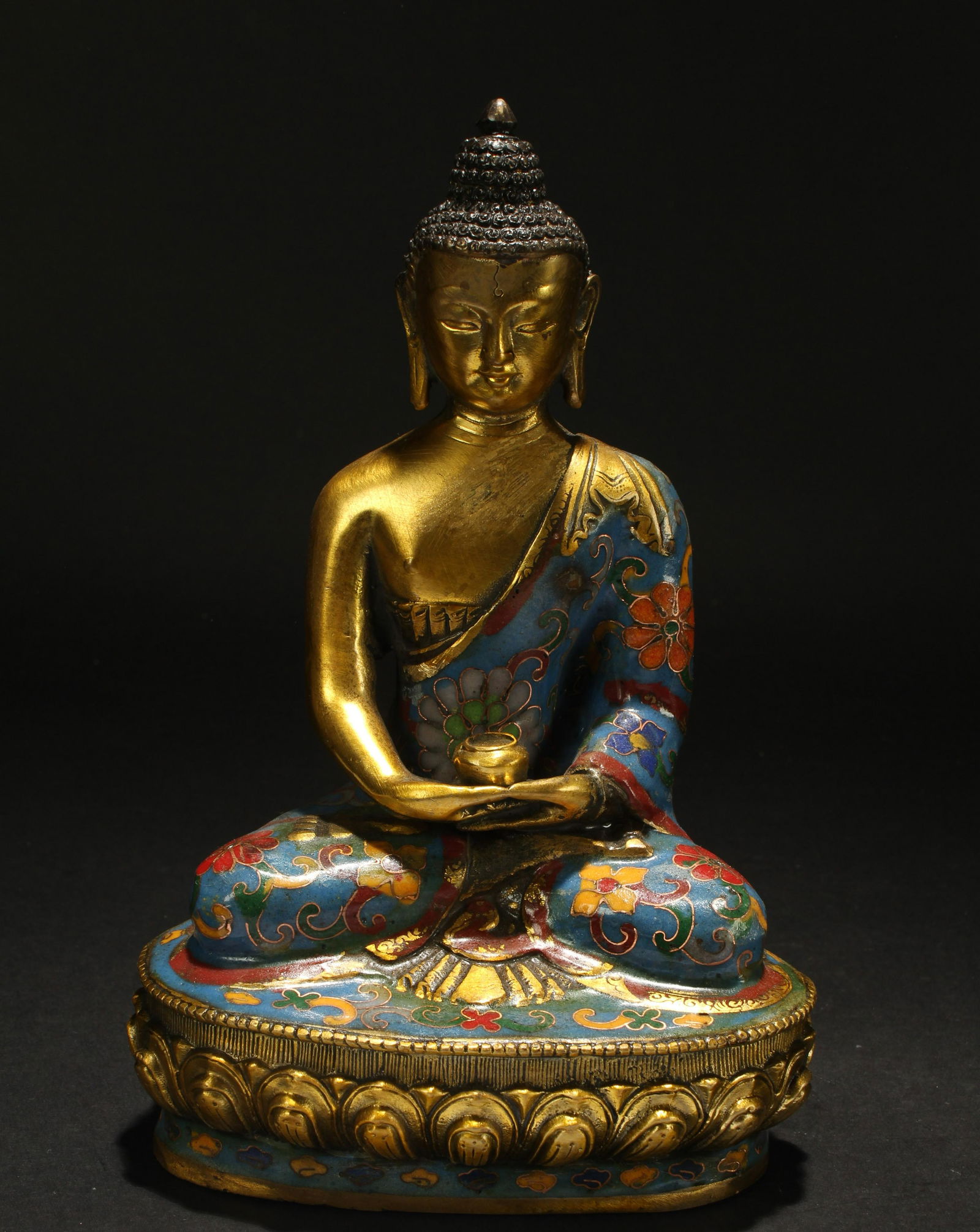 A Chinese Lotus-seated Religious Cloisonne Buddha (1 of 5)