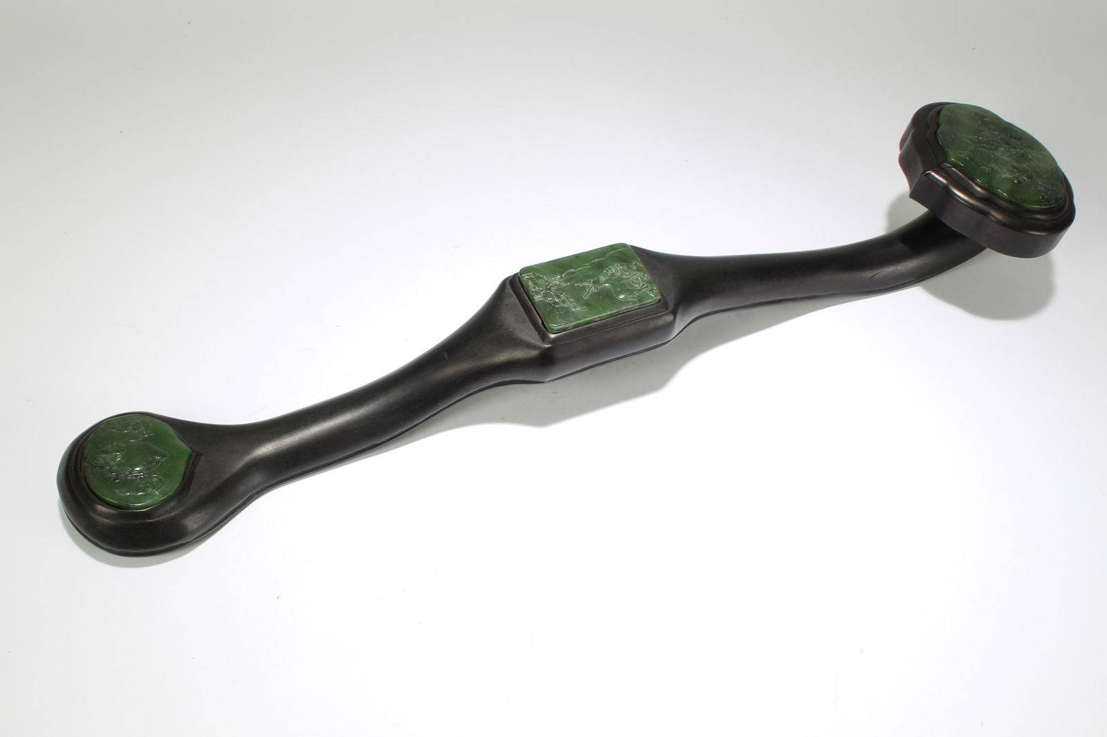 A Chinese Jade-inserted Wooden Green Ryui (1 of 5)