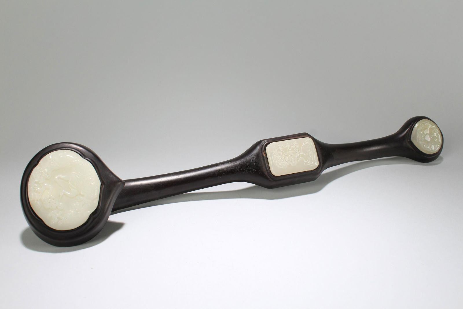 An Estate Chinese Jade-inserted Wooden Ryui (1 of 5)