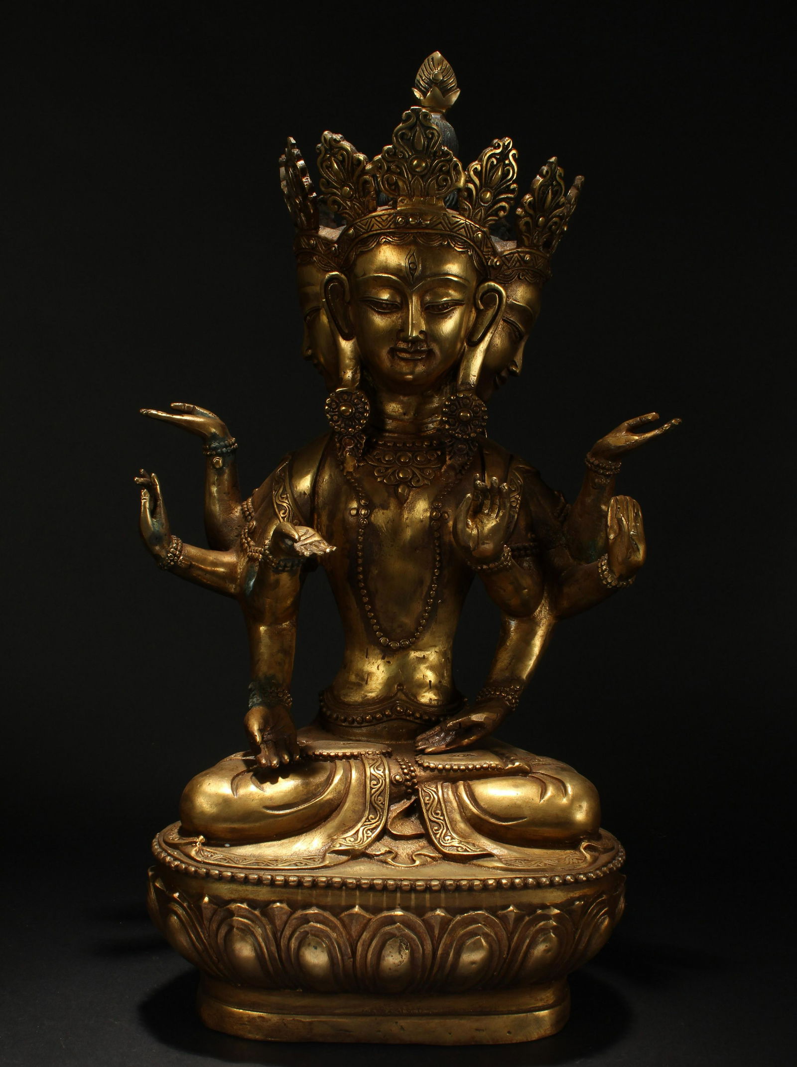 A Chinese Lotus-seated Multi-face Religious Buddha (1 of 6)