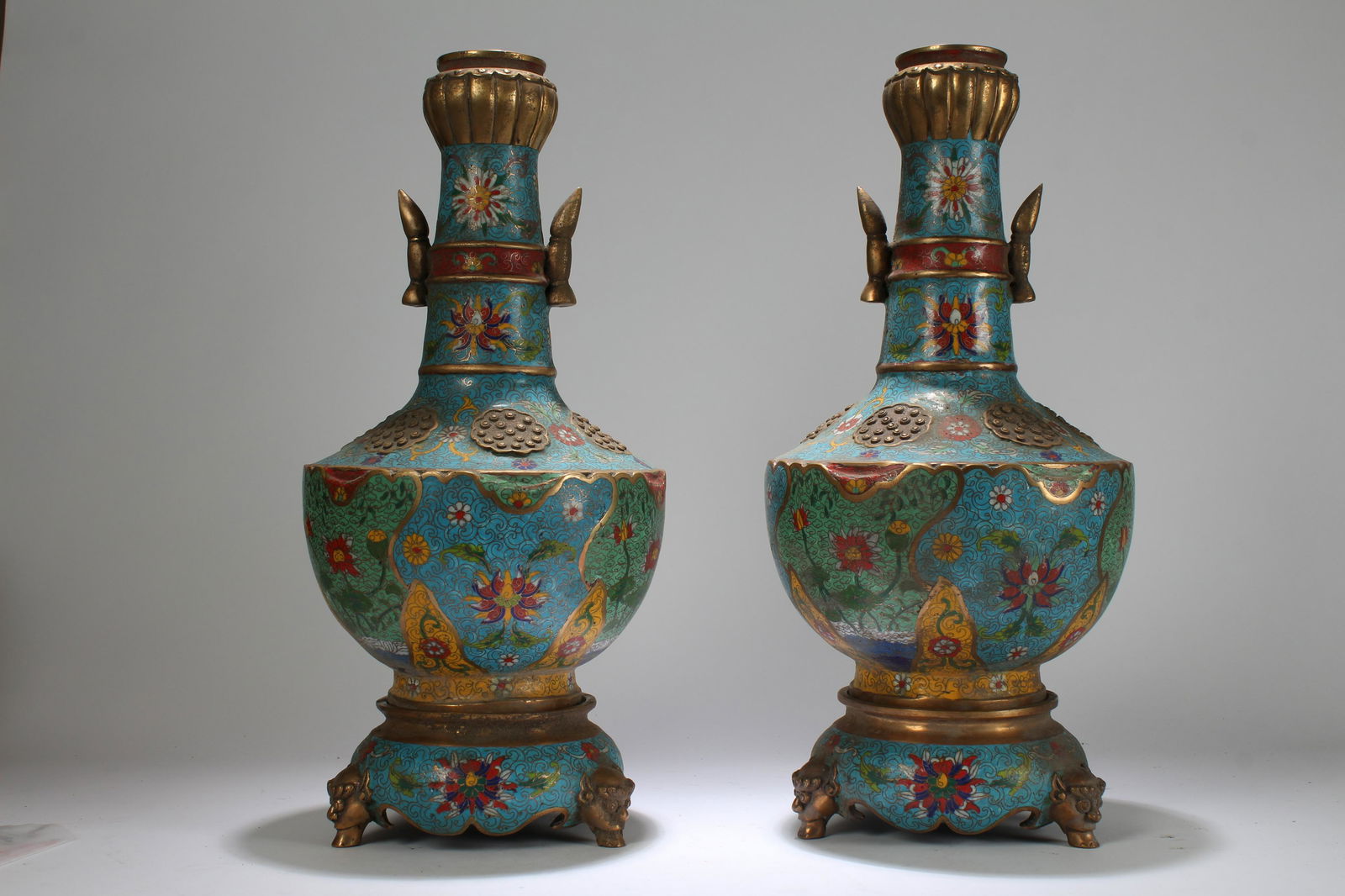 A Pair of Chinese Duo-handled Cloisonne Massive Vases (1 of 7)