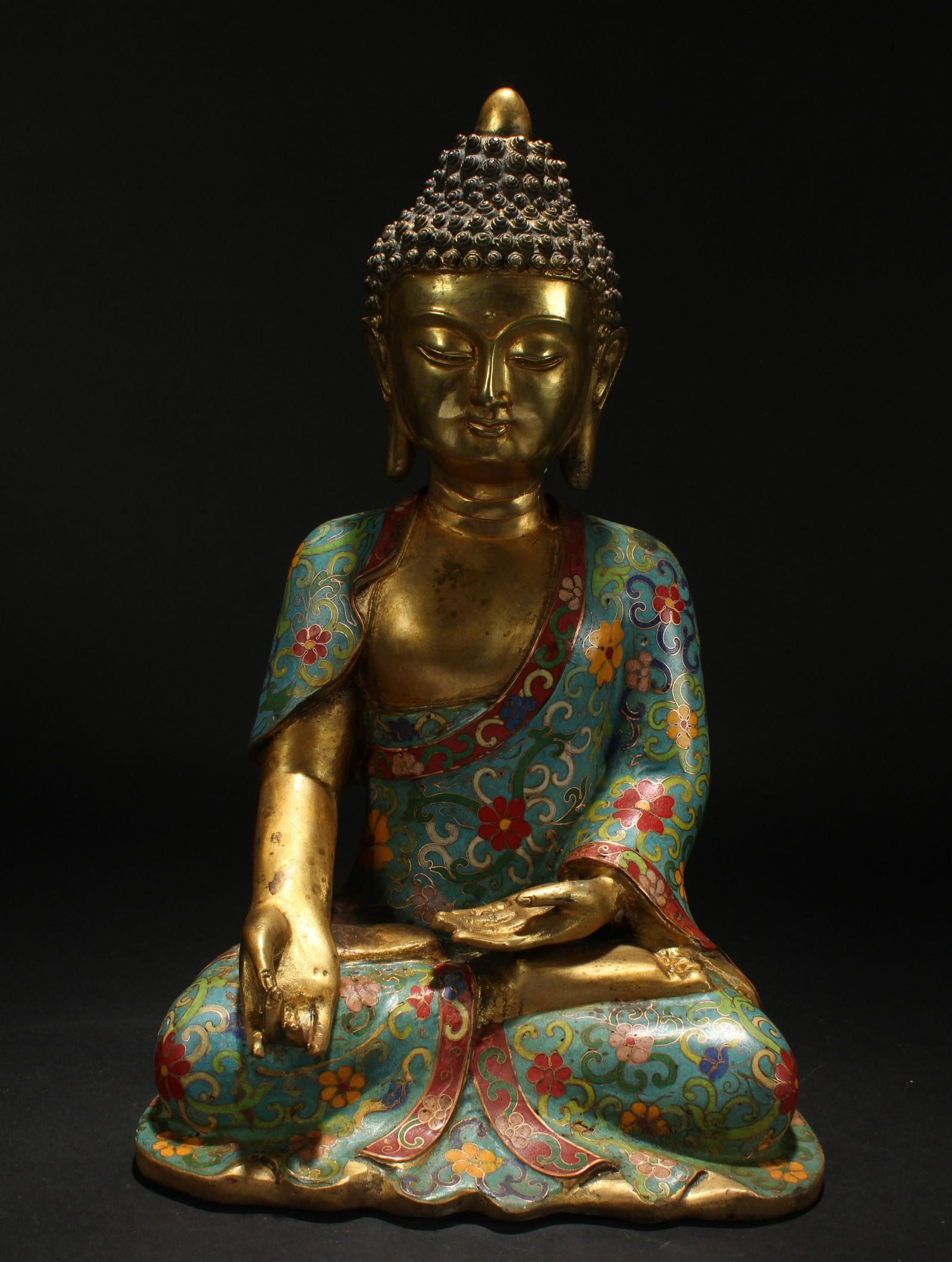 A Chinese Bat-framing Estate Cloisonne Buddha Statue (1 of 6)
