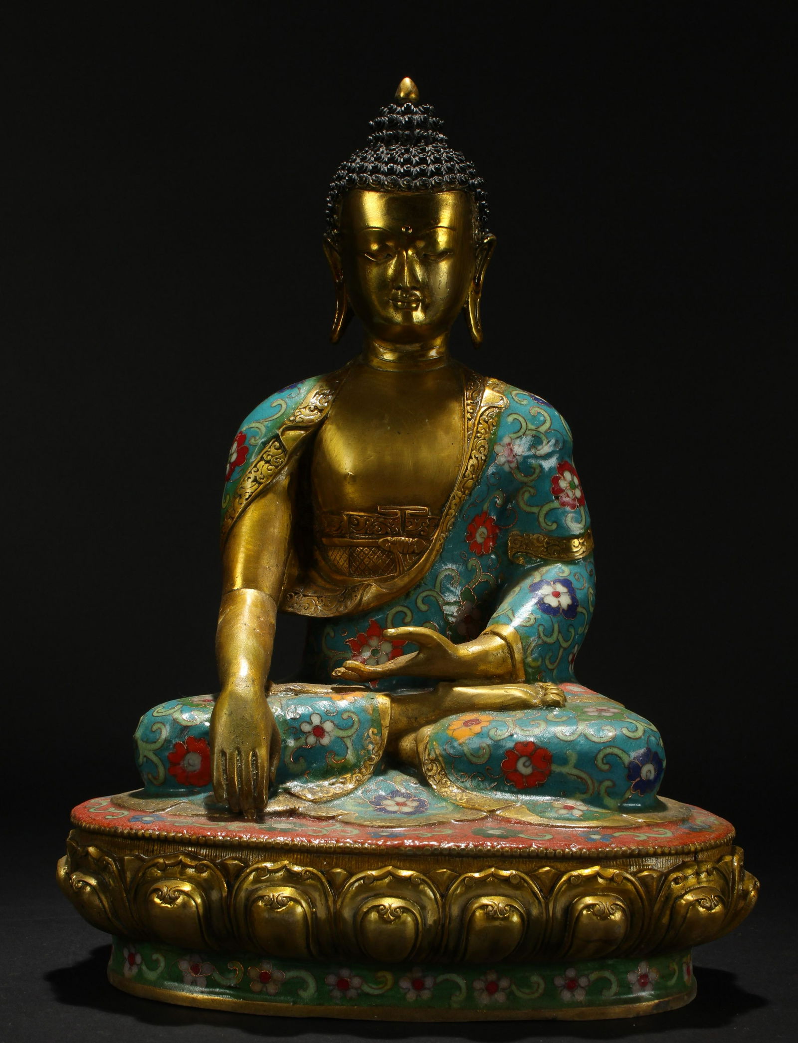 An Estate Chinese Cloisonne Lotus-seated Buddha Statue (1 of 6)