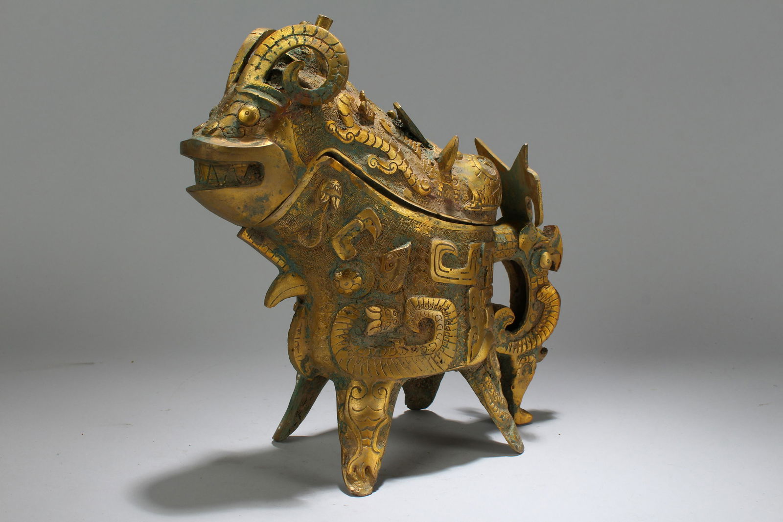 An Estate Chinese Myth-beast Bronze Vessel Statue (1 of 5)