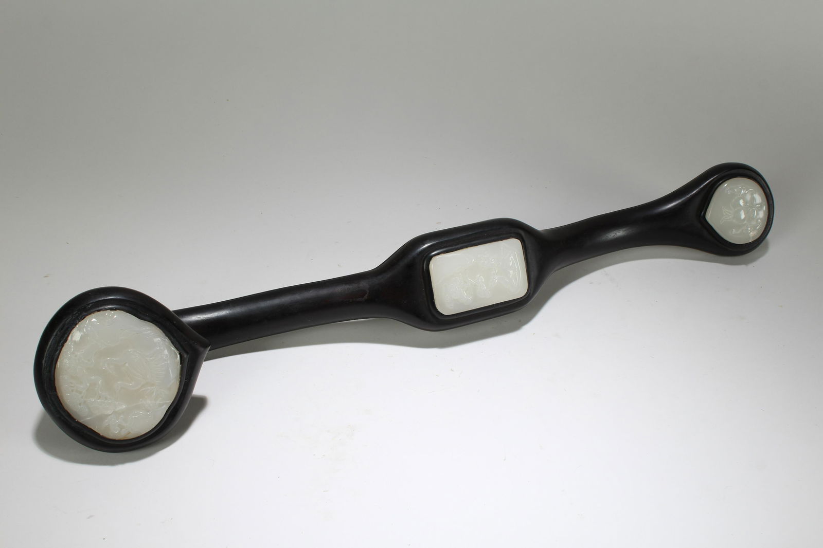 An Estate Chinese Wooden Jade-inserted Ruyi (1 of 8)