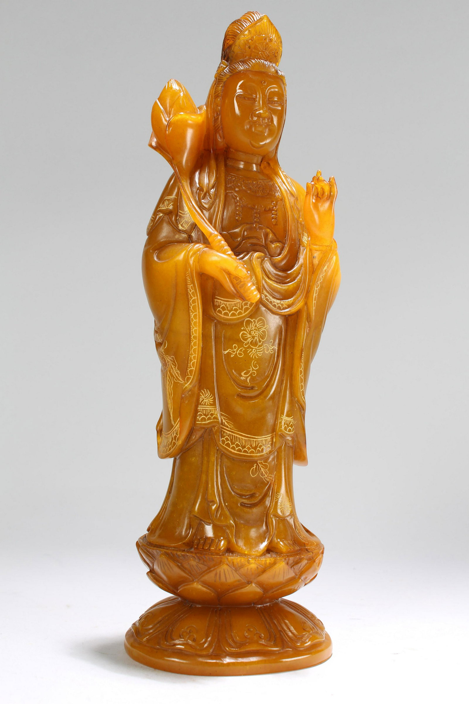 An Estate Chinese Vividly Detailed Religious Fortune: An Estate Chinese Vividly Detailed Religious Fortune Soapstone Statue . Height: 10.75 (inch).