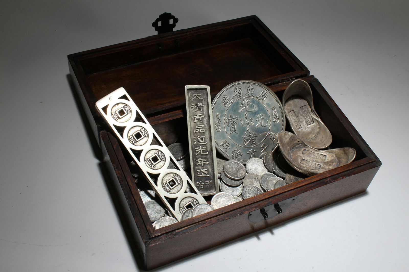 An Estate Chinese Coin-filled Wooden Box (1 of 7)