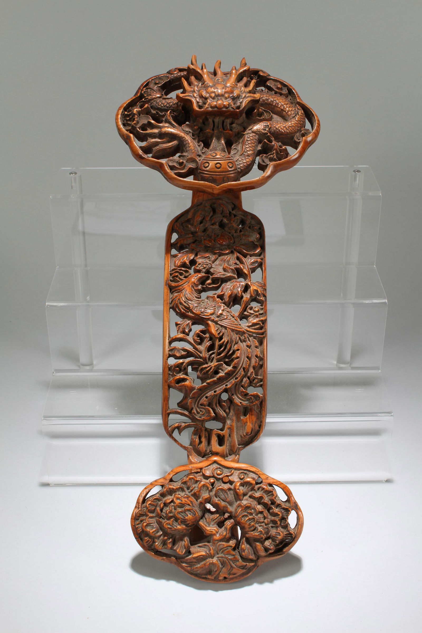 An Estate Chinese Dragon-decorating Fortune Wooden Ruyi (1 of 3)