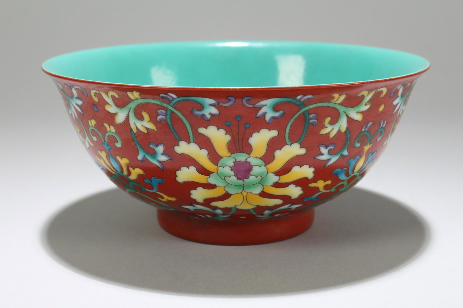 A Chinese Vividly Detailed Bat-framing Fortune: A Chinese Vividly Detailed Bat-framing Fortune Porcelain Bowl. Height: 2.5 (inch). Opening Diame6ter: (inch).