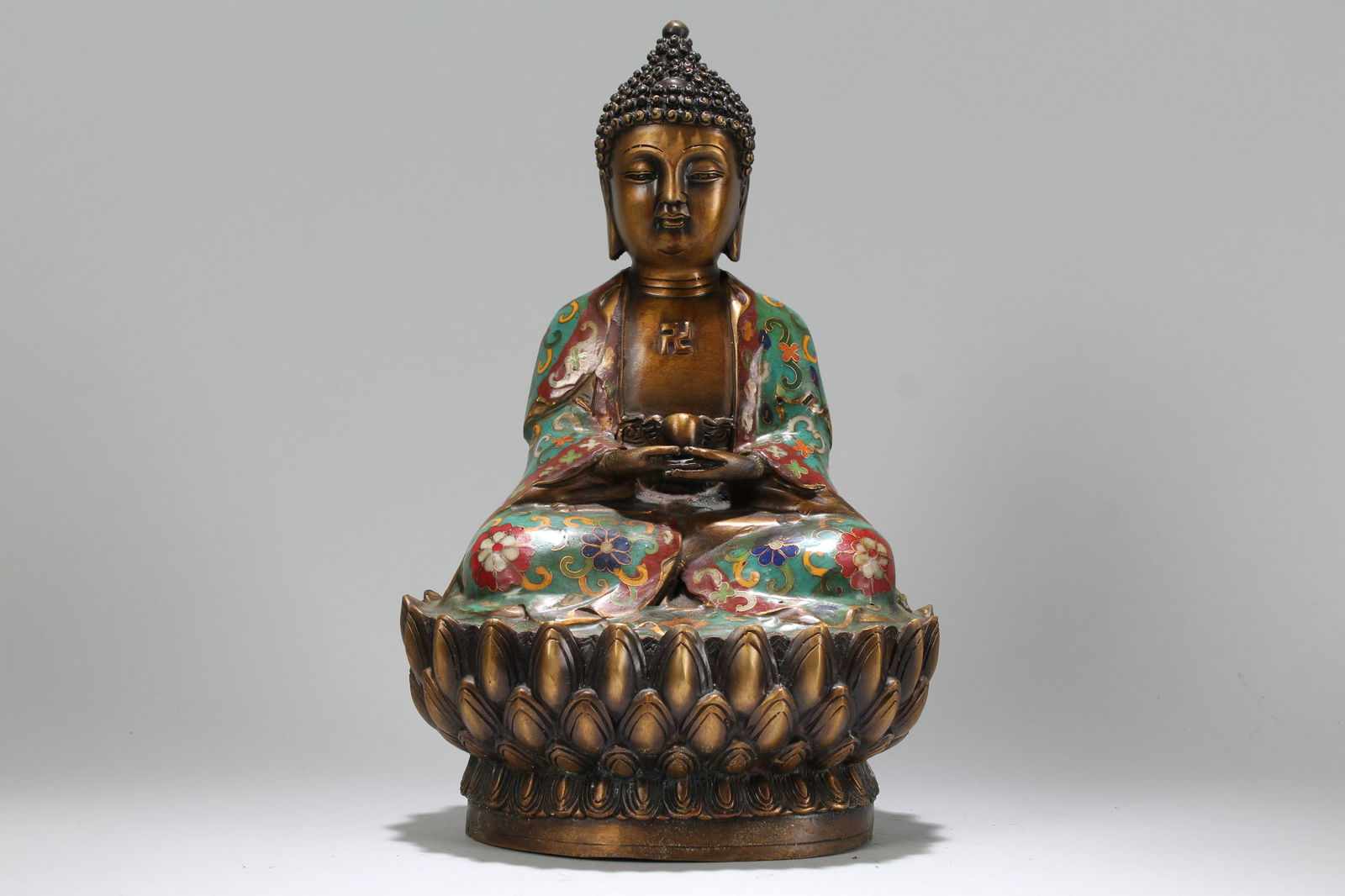 An Estate Chinese Massive Lotus-seated Cloisonne Buddha (1 of 5)