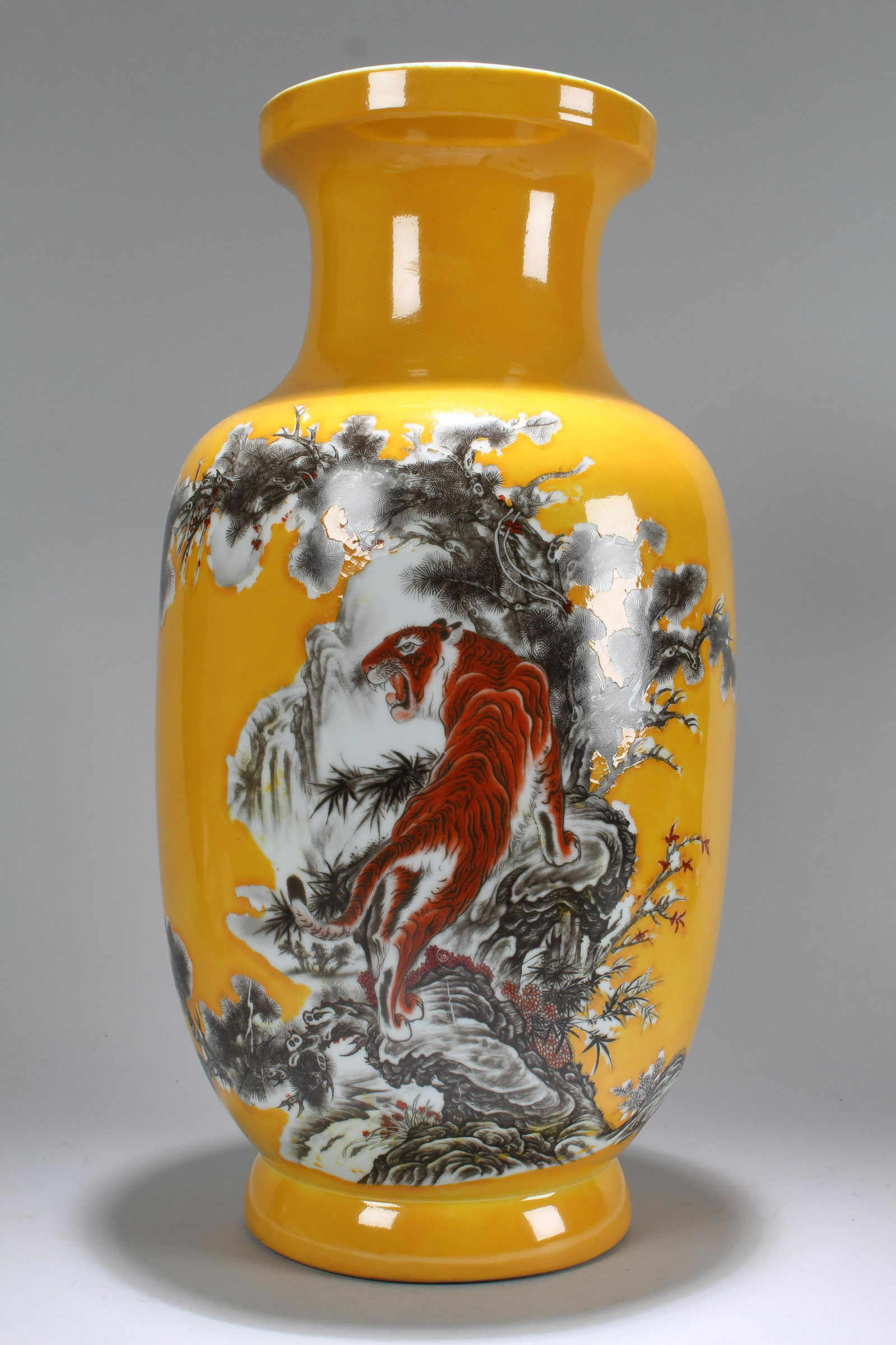 An Estate Chinese Yellow-coding Tiger-portrait Massive (1 of 3)