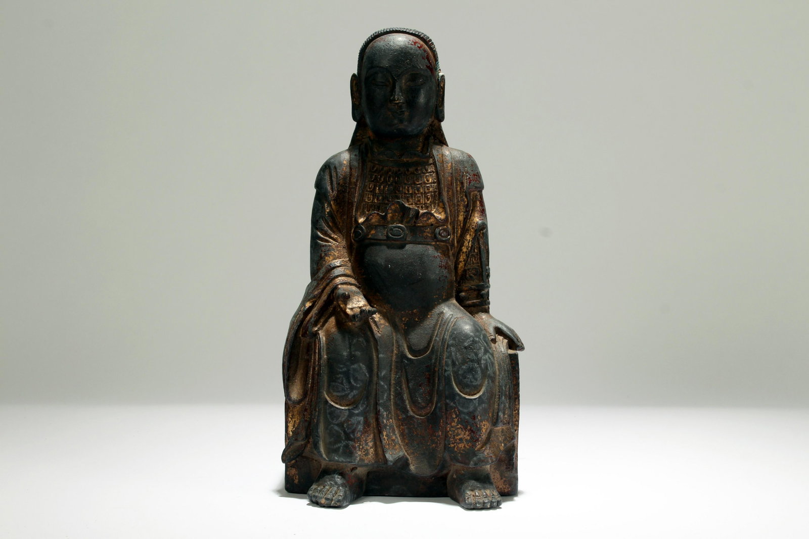 An Estate Chinese Pondering-pose Buddha Statue Display: An Estate Chinese Pondering-pose Buddha Statue Display . Height: 9 (inch).