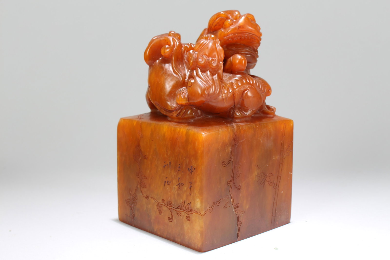 An Estate Chinese Ancient-framingFortune Soapstone: An Estate Chinese Ancient-framingFortune Soapstone Religious Seal . Height: 6.75 (inch). Length: 4 (inch). Width: 4 (inch).