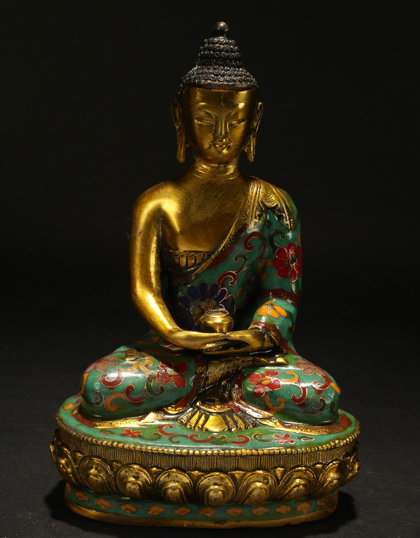 A Chinese Bat-framing Estate Cloisonne Buddha Statue (1 of 5)