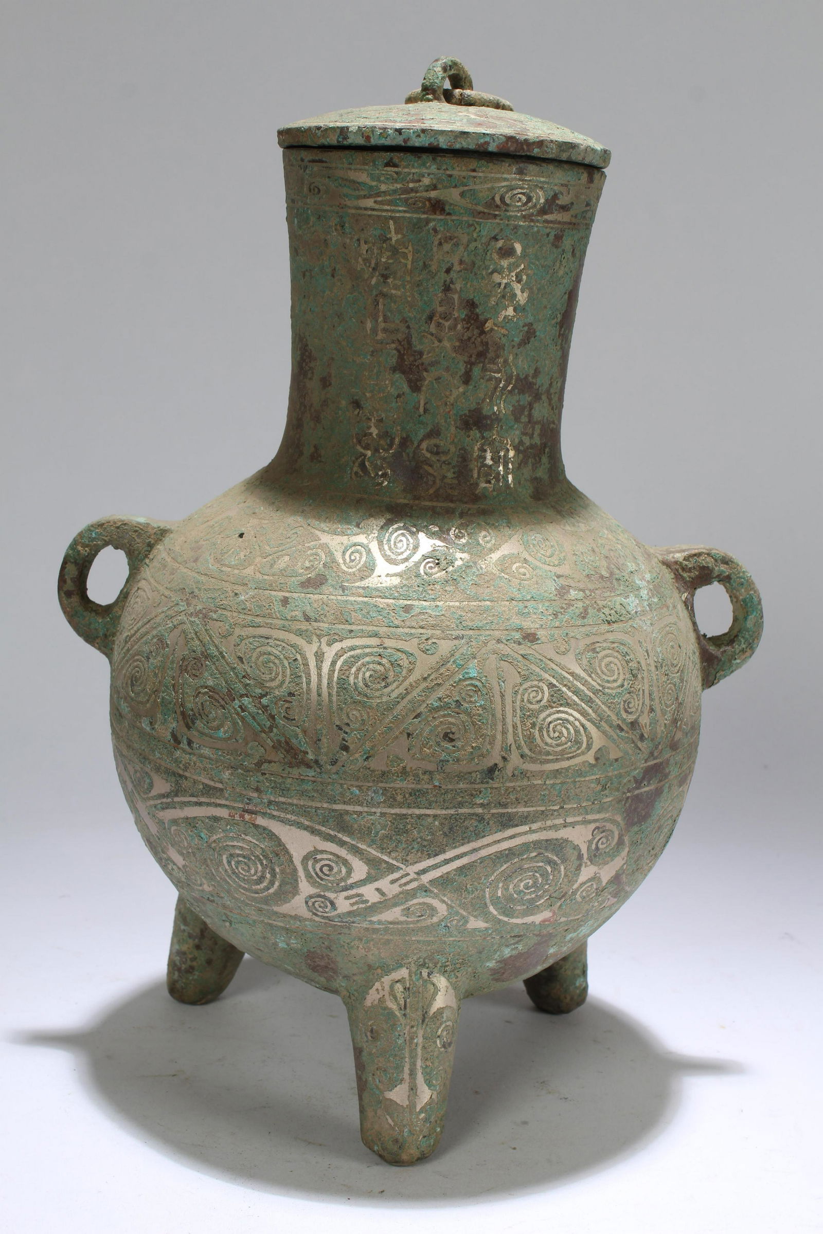 A Chinese Tri-podded Lidded Ancient-framing Bronze (1 of 5)