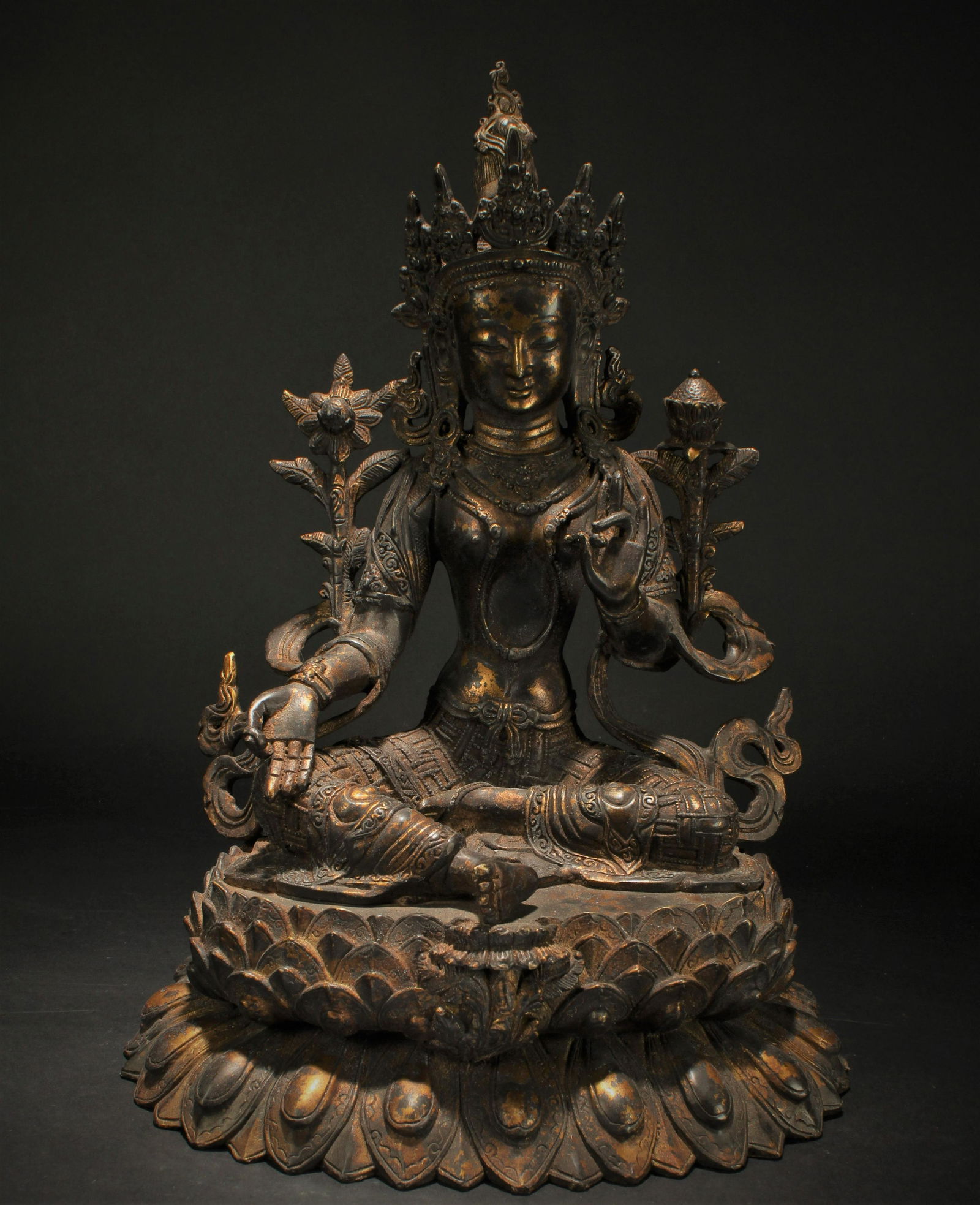 An Estate Chinese Lotus-seated Religious Statue (1 of 5)